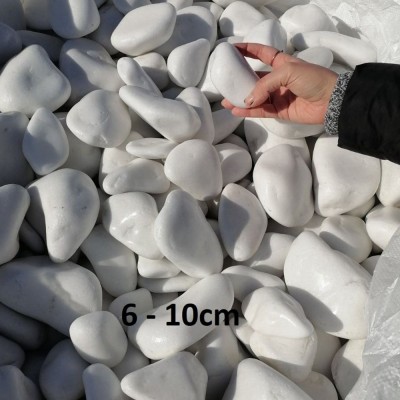 Thasos White Pebbles 60-100mm - Bag 20Kg